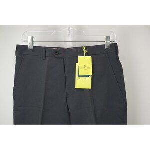 Etro Milano Solid Blue Textured Striped Cotton Dress Pants Sz 46 NEW